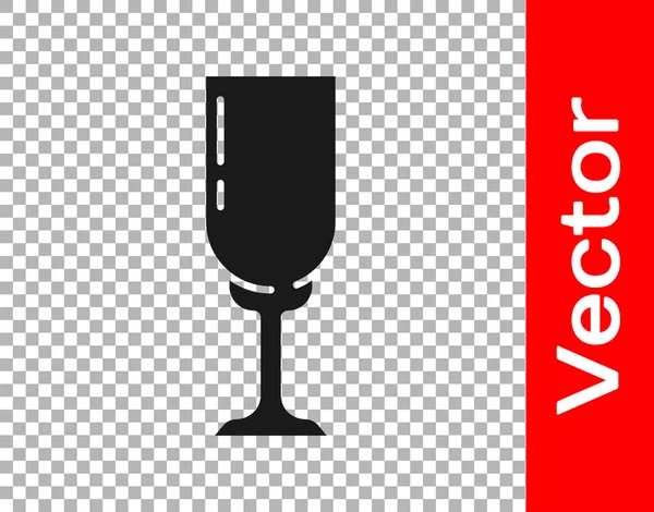 Verre Noir Icône Champagne Isolé Sur Fond Transparent Vecteur — Image vectorielle