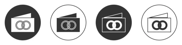 白色背景上孤立的黑色贺卡图标 用于邀请卡或贺卡的庆祝海报模板 圆形按钮 — 图库矢量图片