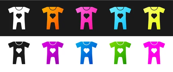 Nastavit Baby Oblečení Ikona Izolované Černobílém Pozadí Dětské Oblečení Pro — Stockový vektor