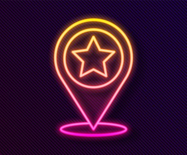 Parlayan neon hattı ABD Bağımsızlık Günü simgesi siyah arkaplanda izole edildi. 4 Temmuz. Amerika Birleşik Devletleri ülkesi. Vektör.