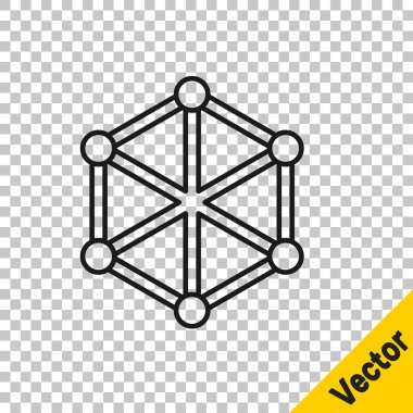 Siyah çizgi engelleme teknolojisi simgesi şeffaf arkaplanda izole edildi. Kripto para birimi verileri. Soyut geometrik blok zincir ağ teknolojisi işi. Vektör.