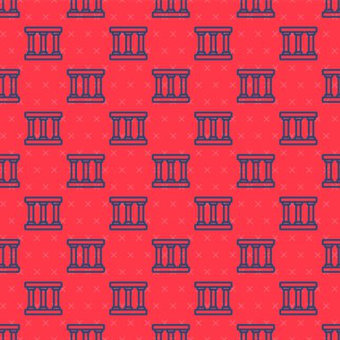 Mavi çizgi Cezaevi pencere simgesi kırmızı arkaplanda izole edilmiş. Vektör.