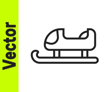 Beyaz arkaplanda siyah çizgi kızak simgesi izole edildi. Kış ulaşım aracı. Vektör.