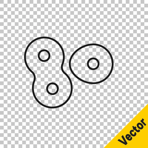 Linha Preta Ícone Processo Divisão Celular Isolado Fundo Transparente Vetor — Vetor de Stock