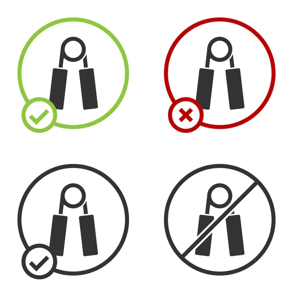 Black Sport expander icon isolated on white background. Sport equipment. Circle button. Vector. — Stock Illustration Black Sport Expander Icon Isolated White Background Sport Equipment Circle Stock Vector