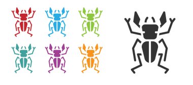 Siyah Böcek geyiği ikonu beyaz arka planda izole edilmiş. Boynuzlu böcek. Büyük böcek. Simgeleri renklendirin. Vektör.