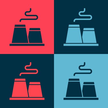 Pop Art Factory simgesi renk arkaplanında izole edildi. Endüstriyel bina. Vektör.