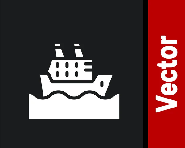 Weißes Kreuzfahrtschiff Ozeansymbol Isoliert Auf Schwarzem Hintergrund Kreuzfahrt Die Welt — Stockvektor