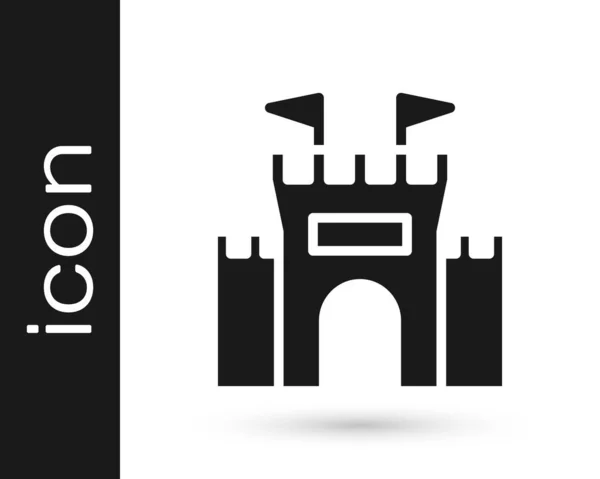 Icona Del Castello Nero Isolata Sfondo Bianco Vettore — Vettoriale Stock