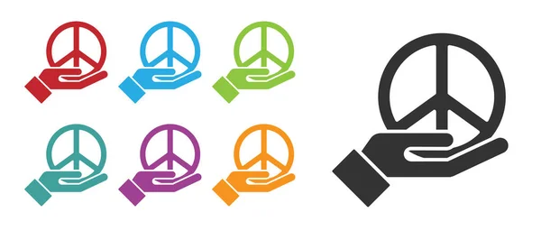 Black Peace Ikone Isoliert Auf Weißem Hintergrund Hippie Symbol Für — Stockvektor