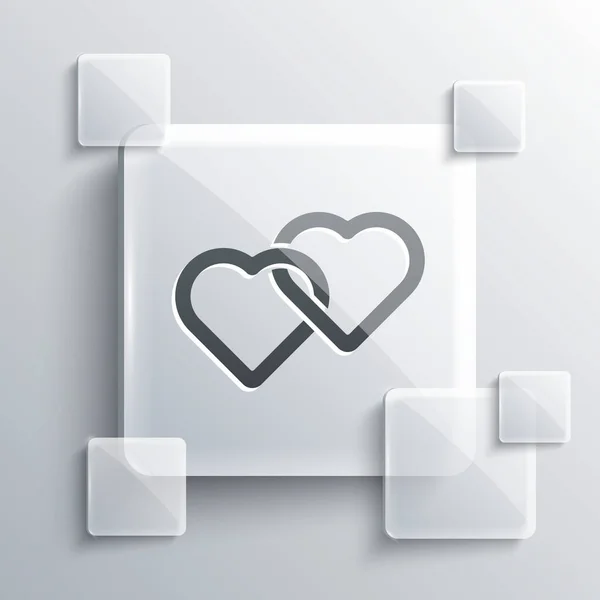 Icono Grey Two Linked Hearts Aislado Sobre Fondo Gris Símbolo — Archivo Imágenes Vectoriales