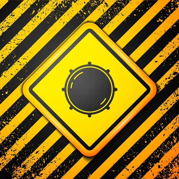 Black Dial Knob Level Technology Settings Icon Isolated Yellow Background — Vector de stock