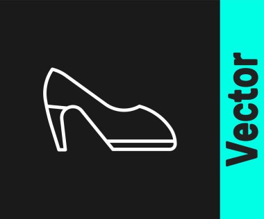 Siyah arka planda izole edilmiş yüksek topuklu kadın ayakkabısı. Vektör.