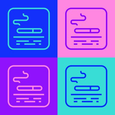 Pop sanat eseri sigara içme alanı ikonu renk arkaplanında izole edildi. Vektör.