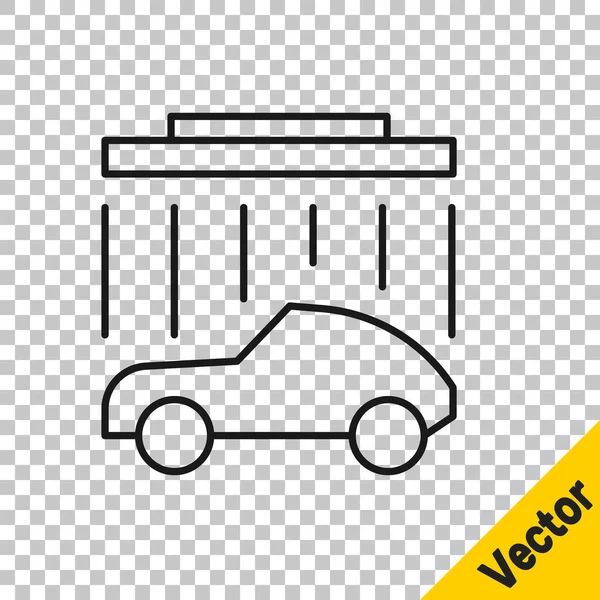 Línea Negra Icono Lavado Coches Aislado Sobre Fondo Transparente Servicio — Vector de stock