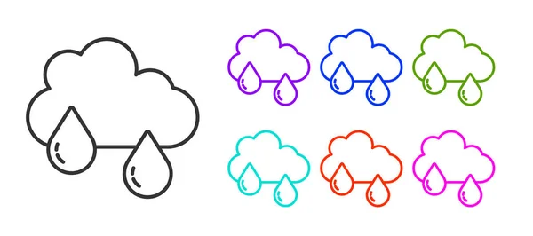 Black Line Cloud Rain Icon Isolated White Background Rain Cloud — Stock Vector