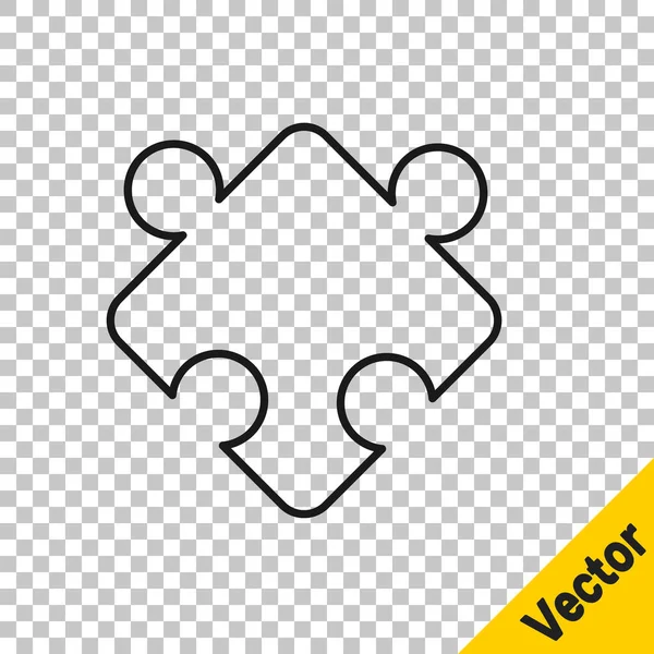 Schwarze Linie Puzzleteile Spielzeug Symbol Isoliert Auf Transparentem Hintergrund Vektor — Stockvektor