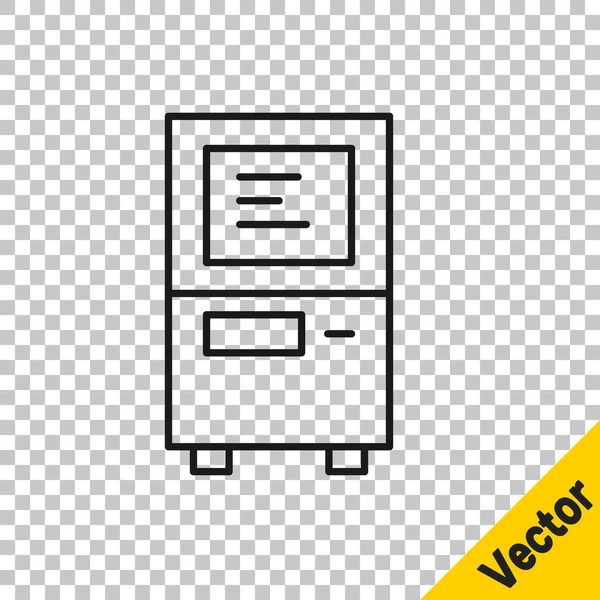 Schwarze Linie Geldautomat Symbol Isoliert Auf Transparentem Hintergrund Vektor — Stockvektor