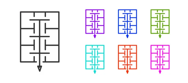 Fekete Vonal Evakuációs Terv Ikon Elszigetelt Fehér Háttér Tűzmenekülési Terv — Stock Vector