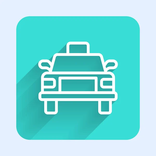 Ligne Blanche Icône Voiture Taxi Isolé Avec Une Ombre Longue — Image vectorielle
