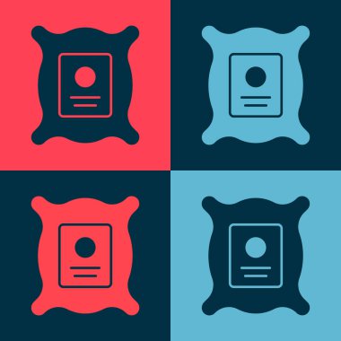 Renkli arka planda izole edilmiş özel bir bitki simgesinin tohumlarıyla dolu pop sanat paketi. Vektör İllüstrasyonu.