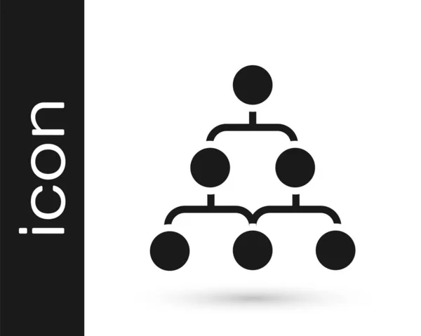 Black Business Hierarchie Organogrammdiagramm Infografik Symbol Isoliert Auf Weißem Hintergrund — Stockvektor