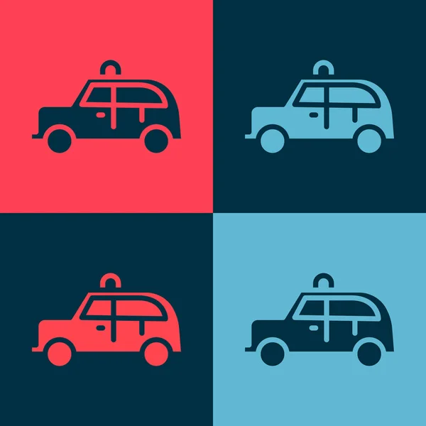 Pop Art Taxi Auto Symbol Isoliert Auf Farbigem Hintergrund Vektor — Stockvektor