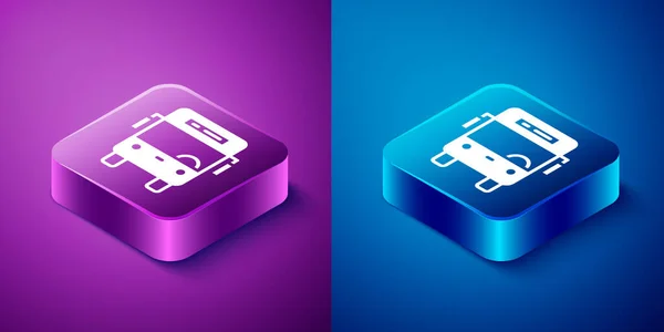 Isométrique Icône Bus Isolé Sur Fond Bleu Violet Concept Transport — Image vectorielle
