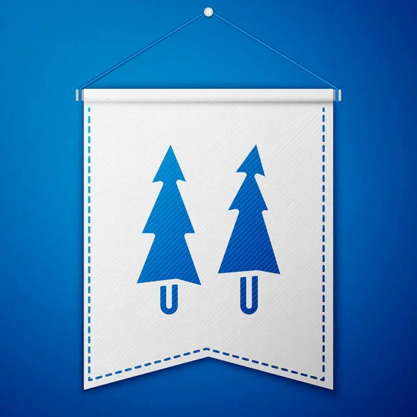 Ікона Синього Різдвяного Дерева Ізольована Синьому Тлі Різдвом Новим Роком — стоковий вектор