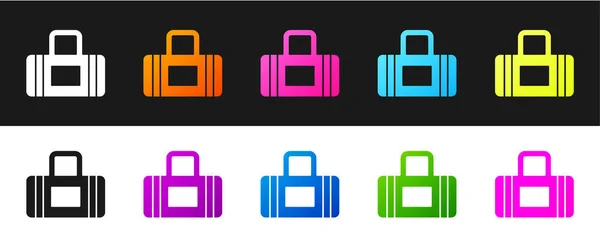 Set Icono Bolsa Sport Aislado Sobre Fondo Blanco Negro Vector — Vector de stock