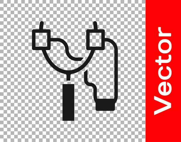 Schwarzes Slingshot Symbol Isoliert Auf Transparentem Hintergrund Vektor — Stockvektor