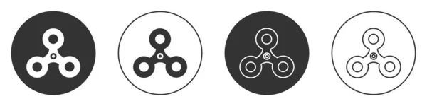 Negro Fidget Spinner Icono Aislado Sobre Fondo Blanco Estrés Alivia — Vector de stock