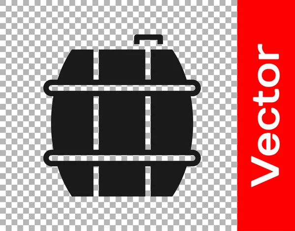 Черный Деревянный Бочонок Иконки Вина Изолирован Прозрачном Фоне Вектор — стоковый вектор