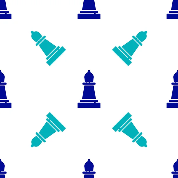 Blue Chess Icon Isolated Seamless Pattern White Background Business Strategy — Stock Vector