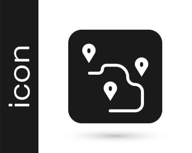 Siyah Yol konum simgesi beyaz arkaplanda izole edildi. Harita işaretçisi işareti. Yol ya da yol kavramı. GPS navigatörü. Vektör.