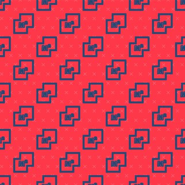 Mavi çizgi ev planı simgesi kırmızı arka planda kusursuz desen izole etti. Vektör İllüstrasyonu.