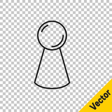 Black line Chip for board game icon isolated on transparent background.  Vector.