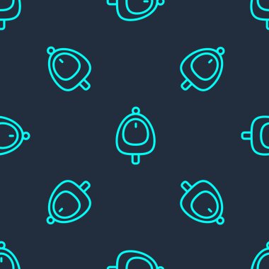 Yeşil çizgi tuvalet pisuarı ya da sidik ikonu mavi arka planda izole edilmiş pürüzsüz desen. Erkekler tuvaletinde çiş. Tuvalet, tuvalet, tuvalet. Vektör.