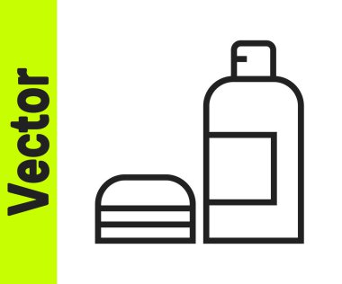 Beyaz arka planda izole edilmiş siyah çizgi şampuan ikonu. Vektör.