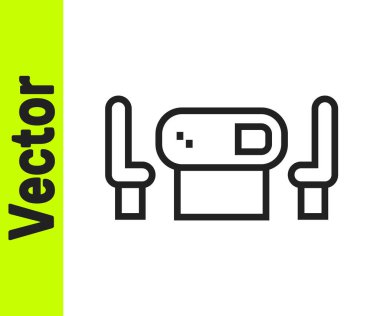 Black line Poker table icon isolated on white background.  Vector.