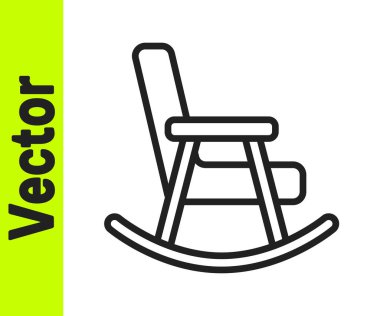 Siyah çizgi sallanan sandalye simgesi beyaz arkaplanda izole edildi. Vektör.