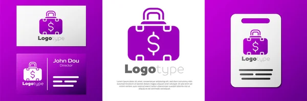 Logotyp Portfölj Och Pengar Ikon Isolerad Vit Bakgrund Affärs Fall — Stock vektor