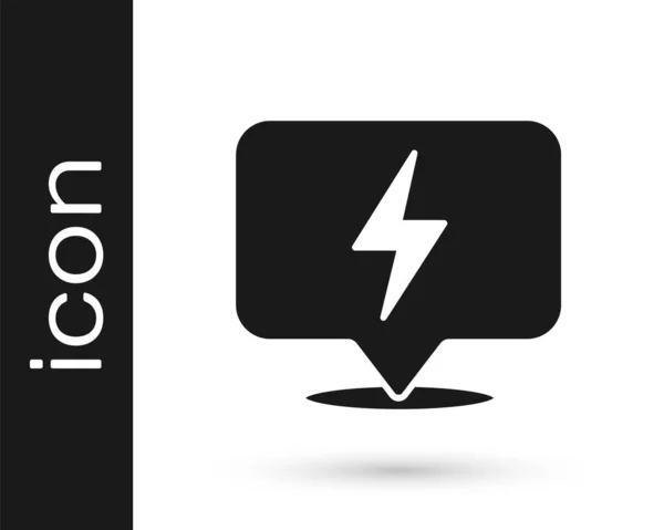 Black Lightning Bout Pictogram Geïsoleerd Witte Achtergrond Flash Icoon Laad — Stockvector