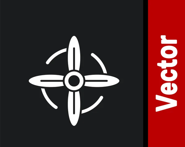 Значок Белой Ветряной Турбины Изолирован Черном Фоне Знак Ветрогенератора Ветряная — стоковый вектор