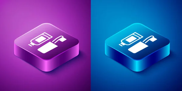 Isometric Toothbrush Tube Toothpaste Icon Isolated Blue Purple Background Disposable — Stockový vektor