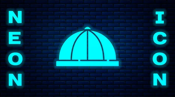 Glowing Neon Baby Hat Icon Isolated Brick Wall Background Vector — Stock Vector