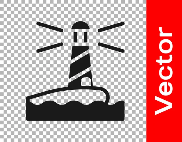 Black Lighthouse Symbol Isoliert Auf Transparentem Hintergrund Vektor — Stockvektor
