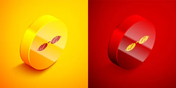 Isometrica Occhiali Icona Isolata Sfondo Arancione Rosso Pulsante Cerchio Vettore — Vettoriale Stock