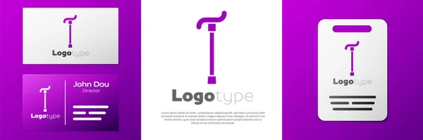 Logotype Icône Canne Pied Isolé Sur Fond Blanc Modèle Conception — Image vectorielle