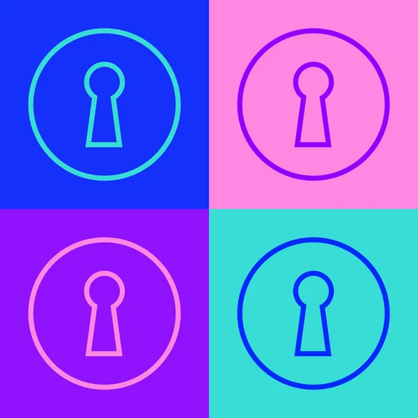 Pop Art Line Keyhole Icon Isolated Color Background Key Success — Stockový vektor